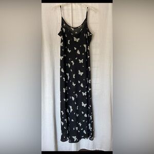 Spaghetti strap, sheer dress/cover up black with butterflies size 1X